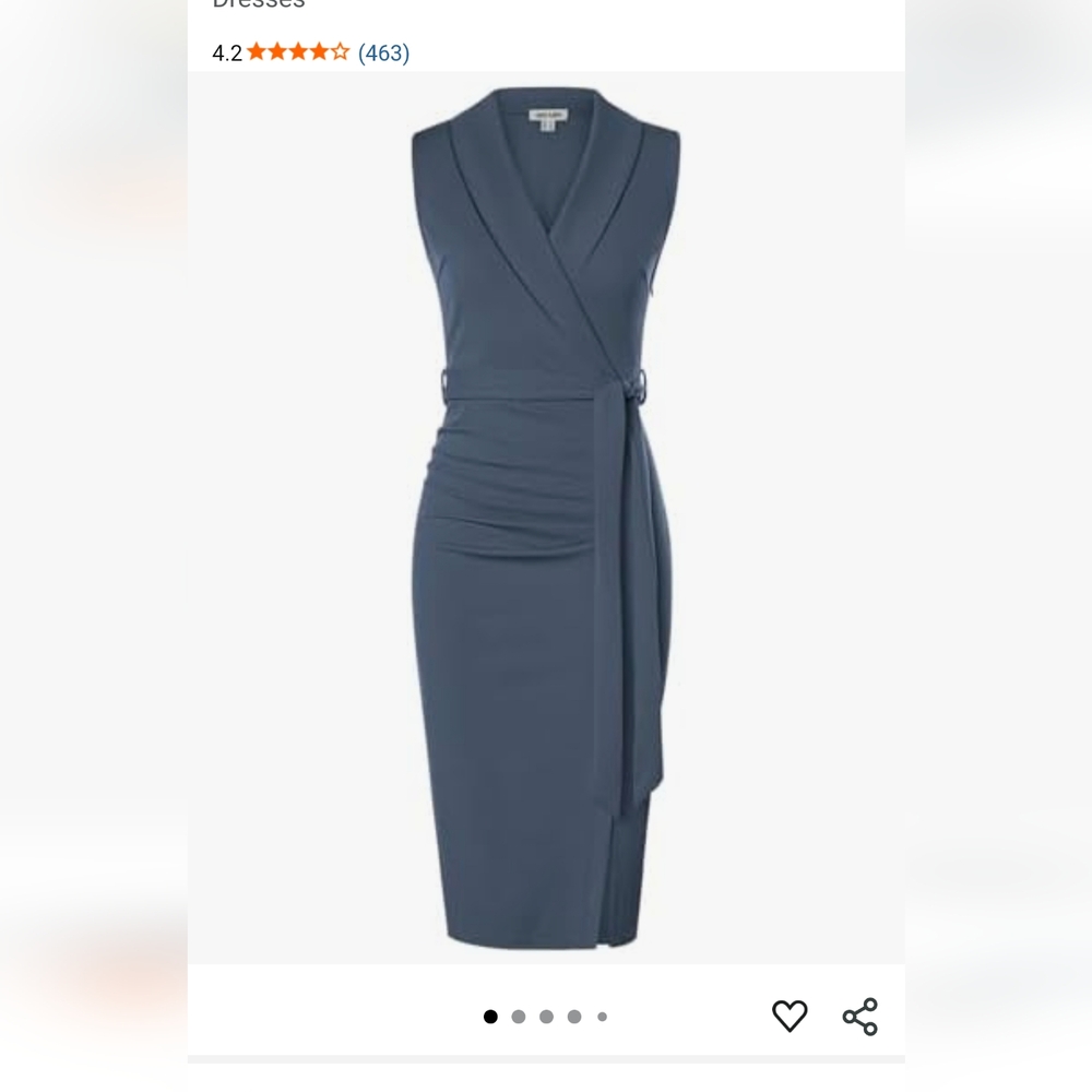 Grace Karin Gray Blue Midi Dress V-Neck Sleeveless